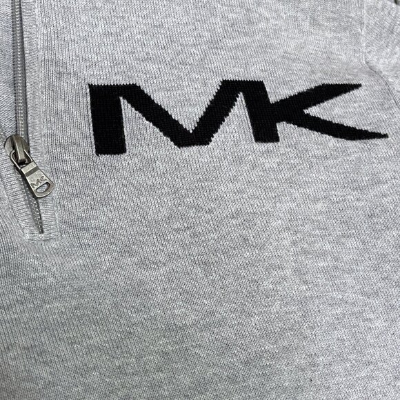 Michael Kors Gray Lightweight Cotton Half Zip Pullover Sweater - Picture 10 of 12